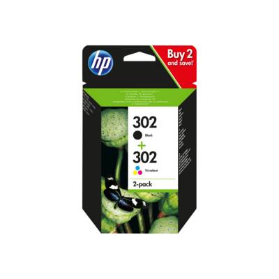 HP Pack de 2 cartouches d'encre noire/3 couleurs authentiques 302, Rendement standard, Noir, Cyan, Magenta, Jaune, Encre-0