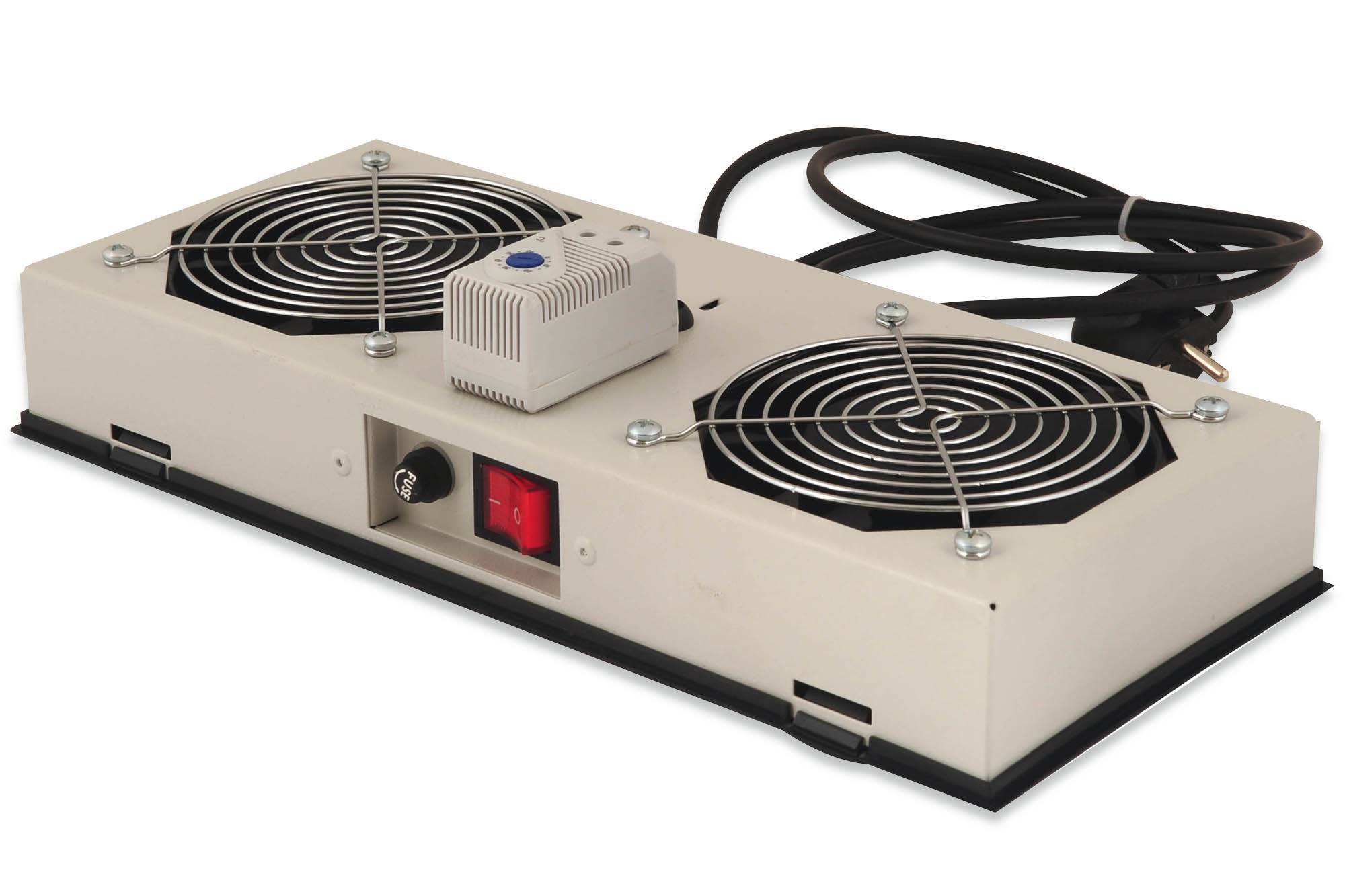 Digitus DN-19 FAN-2-WM-I 19 pouces 2 x Lampe adapté à une baie de profondeur: à partir de 300 mm gris clair (RAL 7035)-6