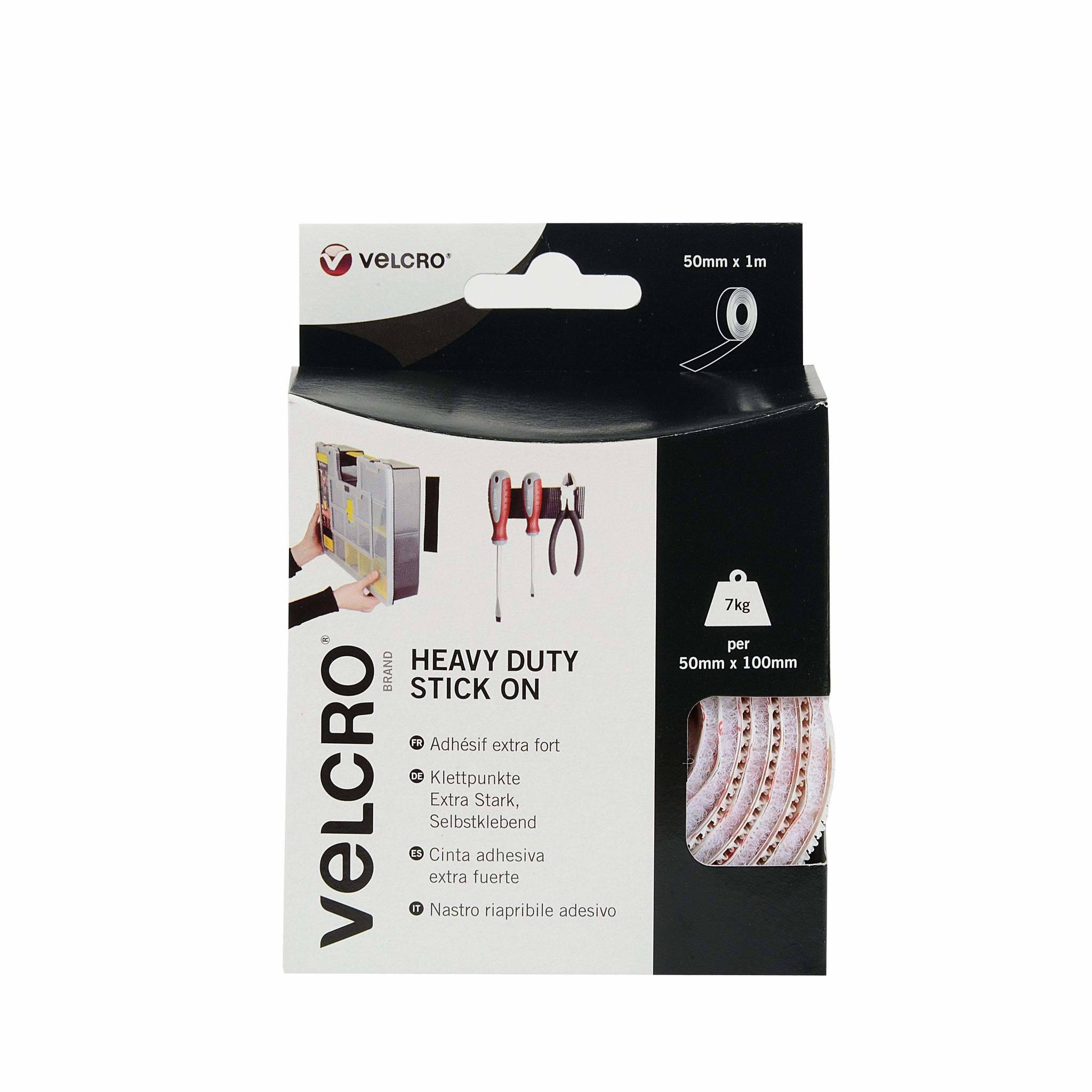 VELCRO® Bande 50mmx1m blanc, crochets&velours autocollants extra fort-6