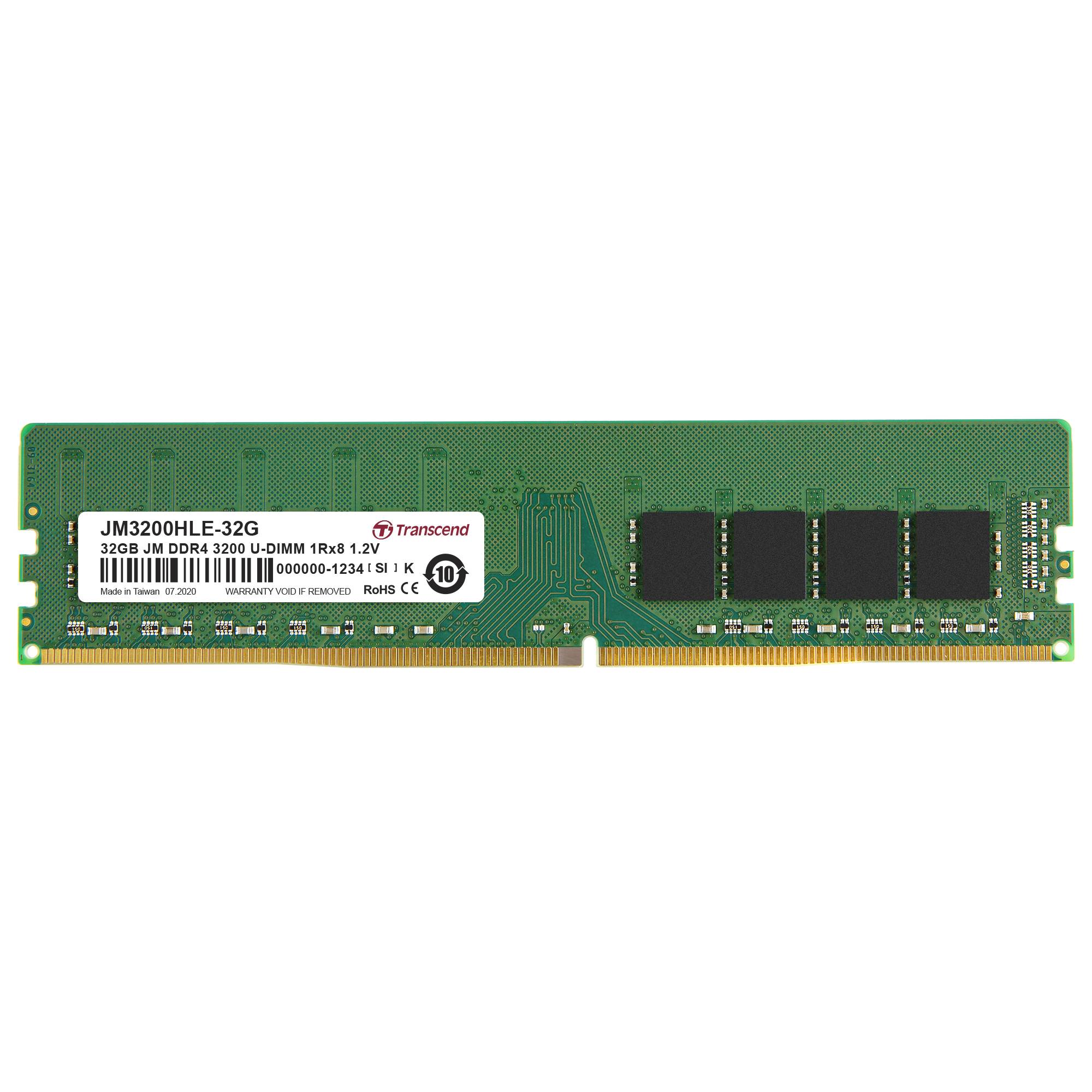 Transcend JetRAM Module mémoire pour PC DDR4 32 GB 1 x 32 GB 3200 MHz DIMM 288 broches JM3200HLE-32G-4