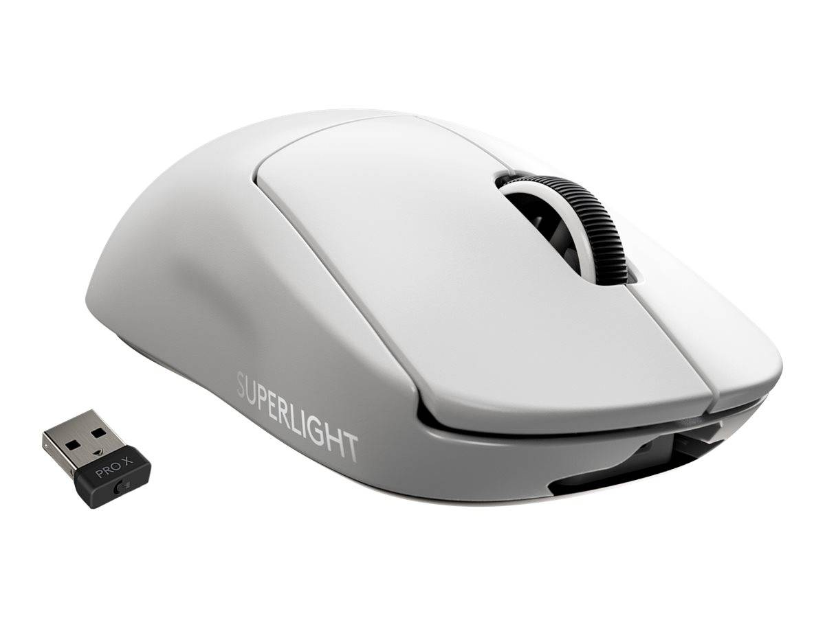 Logitech G Pro X Superlight Wireless Gaming, Droitier, RF sans fil, 25600 DPI, 1 ms, Blanc-0