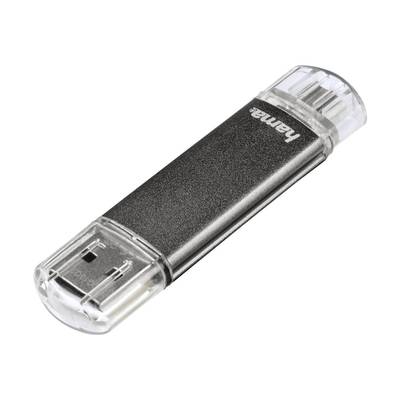Mémoire supplémentaire USB pour smartphone/tablette Hama FlashPen "Laeta Twin" gris 16 GB USB 2.0, Micro USB 2.0