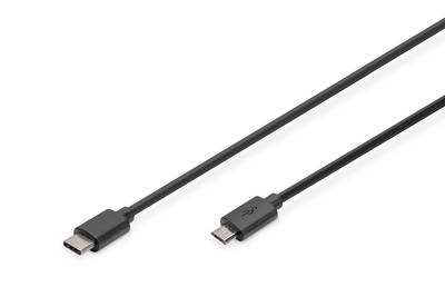 Digitus Câble USB USB 3.2 Gen1 USB-C® mâle, USB-Micro-B mâle 1.80 m noir rond, connecteur utilisable des deux cotés, bli-4