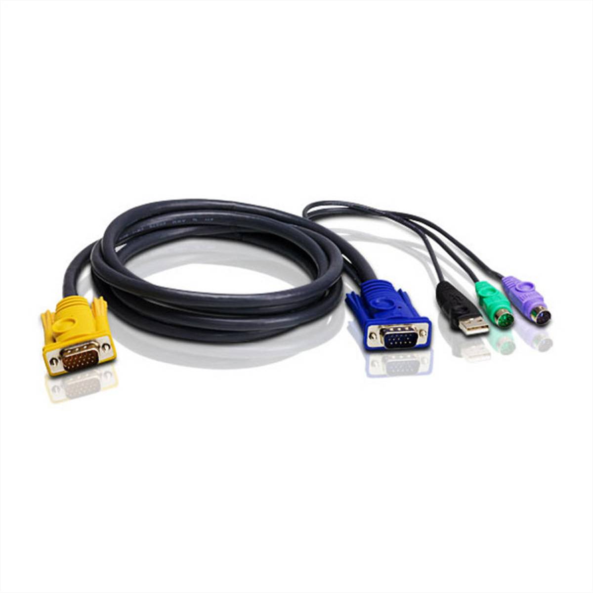 ATEN KVM Câble de raccordement [2x PS/2 mâle, USB 2.0 type A mâle, SPHD 15 mâle - 1x SPHD 15 mâle] 3.00 m noir-5