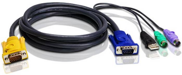 ATEN KVM Câble de raccordement [2x PS/2 mâle, USB 2.0 type A mâle, SPHD 15 mâle - 1x SPHD 15 mâle] 3.00 m noir-8