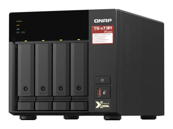 QNAP TS-473A-8G NAS AMD Ryzen Embedded V1500B 8Go SO-DIMM DDR4 4x 2.5/3.5inch SATA 6Gbps 2x M.2 2280 NVMe PCIe Gen3 x1 s
