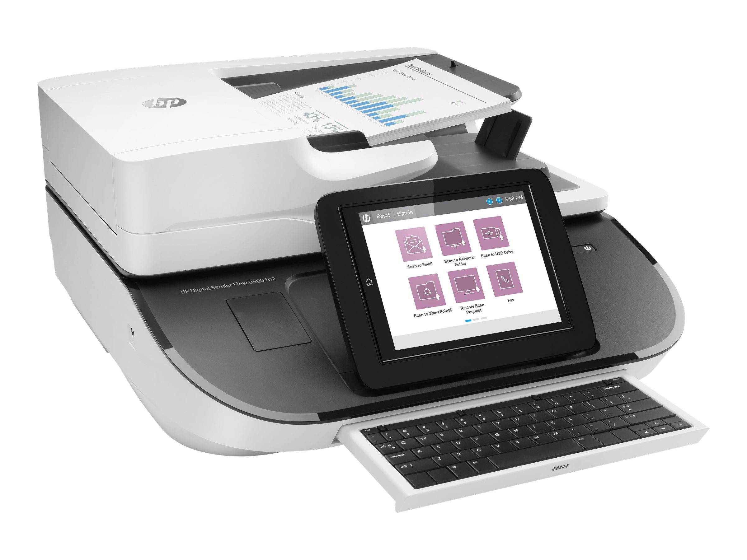 HP Digital Sender Flow 8500fn2 Document scanner CIS Duplex 216x864mm 600dpix600dpi 92ppm ADF 150sheets 10000scans USB LA-6