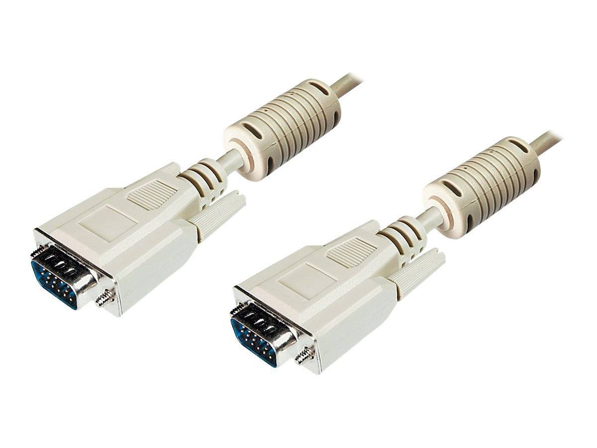 Digitus VGA Cordon Fiche mâle VGA 15 pôles, Fiche mâle VGA 15 pôles 10.00 m gris AK-310103-100-E vissable, avec noyau en-4