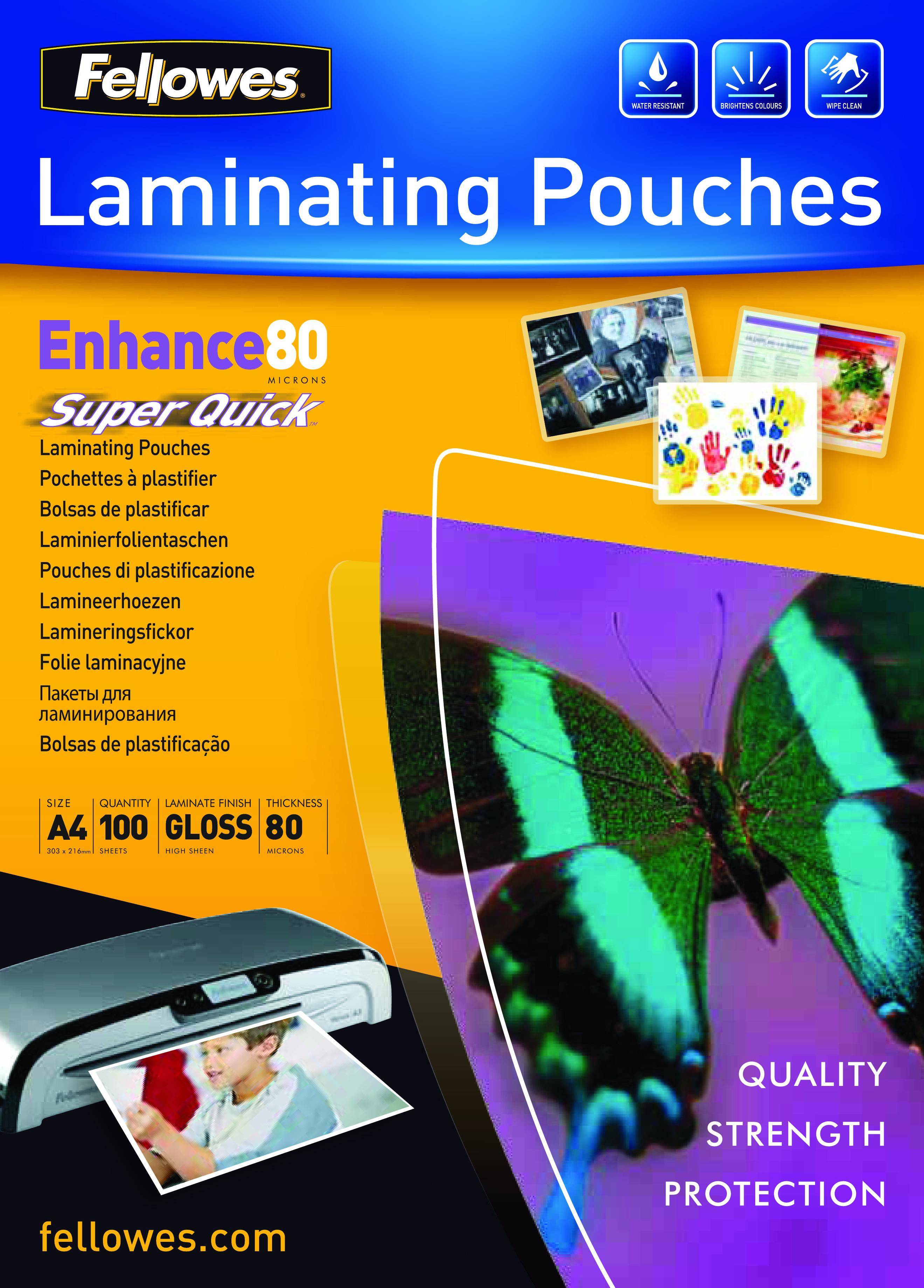 FELLOWES Pochettes SuperQuick brillantes A4 80 microns - Pack de 100-5