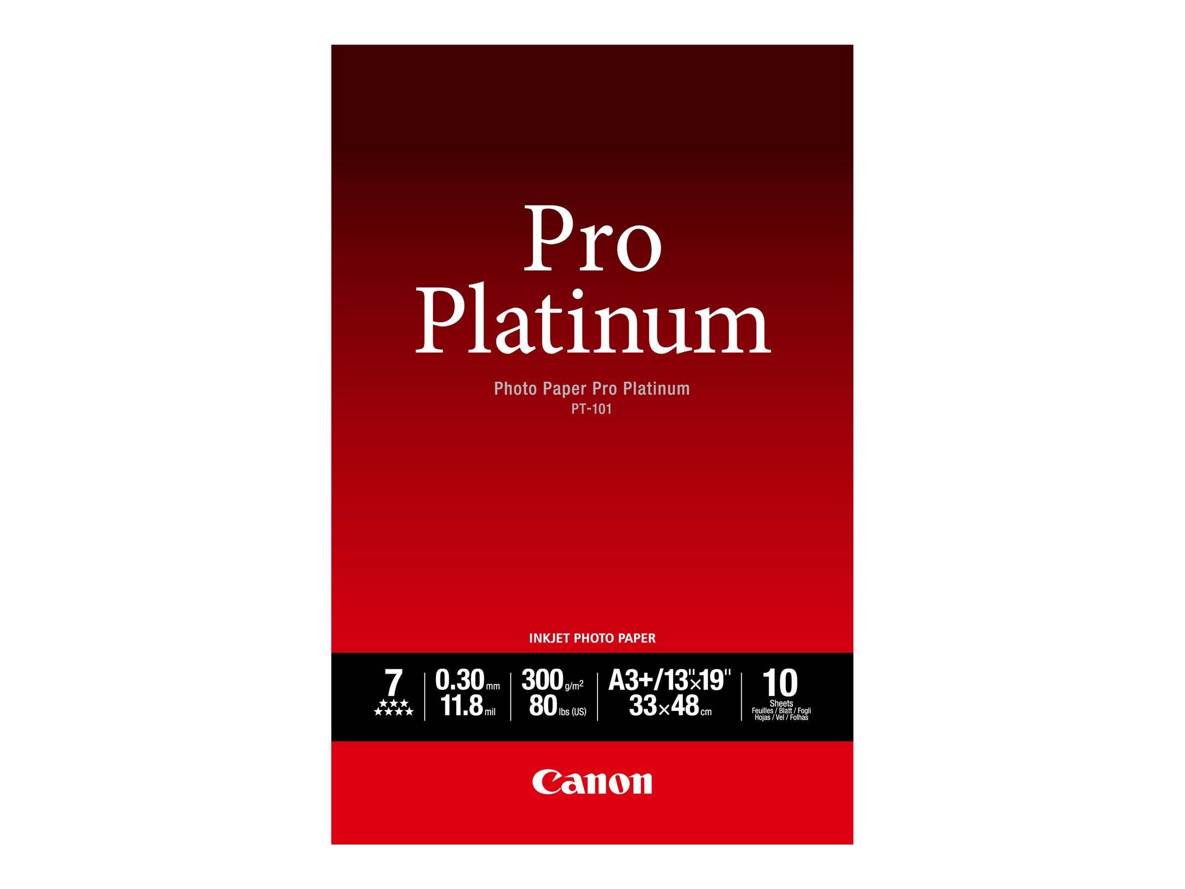 CANON PT-101 pro platinum photo papier 300g/m2 A3+ 10 feuilles pack de 1-0