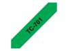 BROTHER P-TOUCH TC-701 noir sur vert 12mm