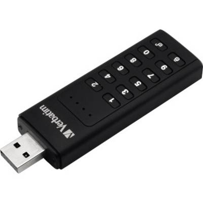 Clé USB 3.2 Verbatim 128 Go, sécurisée, clavier, AES-256-Bit Type-A, (R) 160 Mo/s, (W) 150 Mo/s, vente au détail