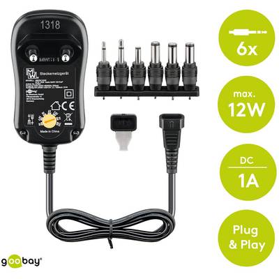 Alimentation universelle 3 V - 12 V avec 6 adaptateurs CC - 12 W et 1 A max.-1