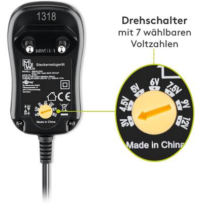 Alimentation universelle 3 V - 12 V avec 6 adaptateurs CC - 12 W et 1 A max.-3