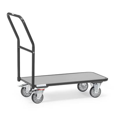 Chariot de magasin à dossier de poussée - 850 x 450 mm, gris RAL 7016-0