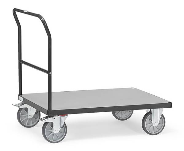 Chariot à dossier de poussée - 850 x 500 mm, Gris RAL 7016