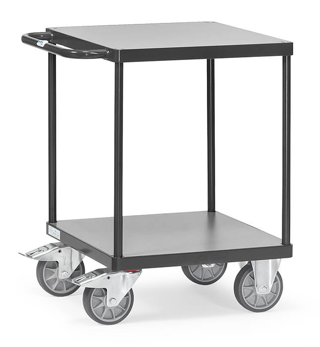 Servante 600 kg, 2 plateaux - 600 x 600 mm; Gris RAL 7016-0