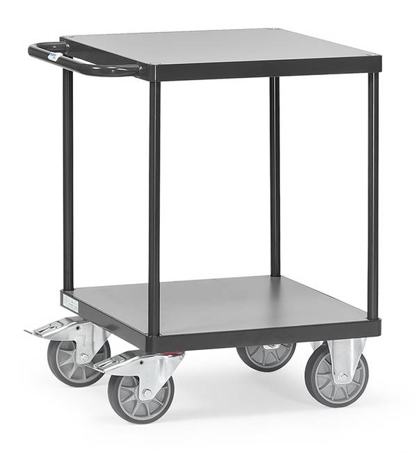 Servante 600 kg, 2 plateaux - 600 x 600 mm; Gris RAL 7016