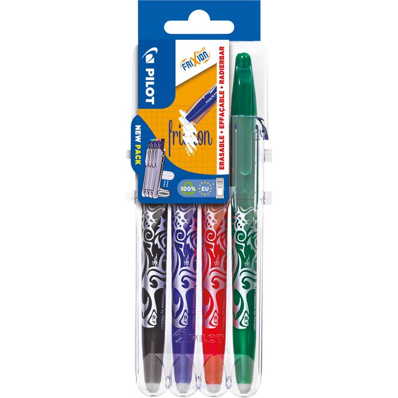 Stylo roller Pilot Frixion Ball effaçable écriture fine - Set de 4 couleurs classiques-0