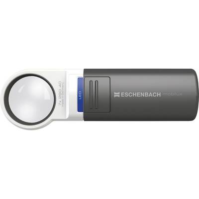 Eschenbach 151110 Lupe Mobilux Loupe à main avec éclairage LED Grossissement: 10 x Lentille: (Ø) 35 mm anthracite/blanc 