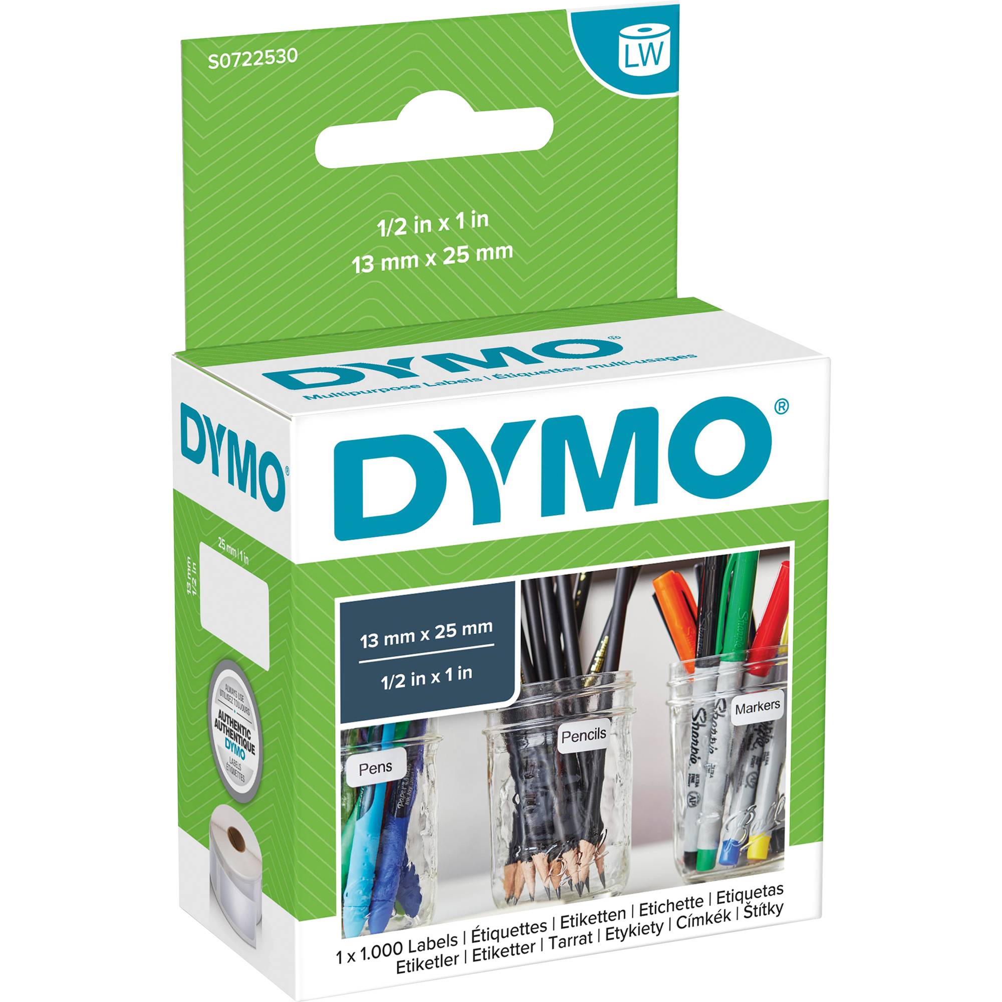 DYMO Rouleau d'étiquettes 99017 S0722460 50 x 12 mm papier blanc 220 pc(s)  permanente Etiquette pour dossiers suspendus