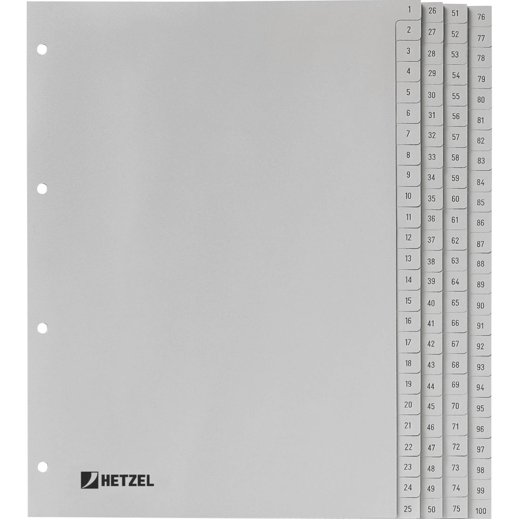 Leitz Hetzel DIN A4 1-100 Polypropylen grau Répertoire à onglets imprimés DIN A4 polypropylène 721311-0