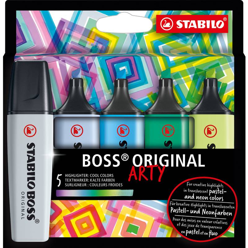 Surligneurs Stabilo Boss Original Arty couleurs froides - Etui de 5-0