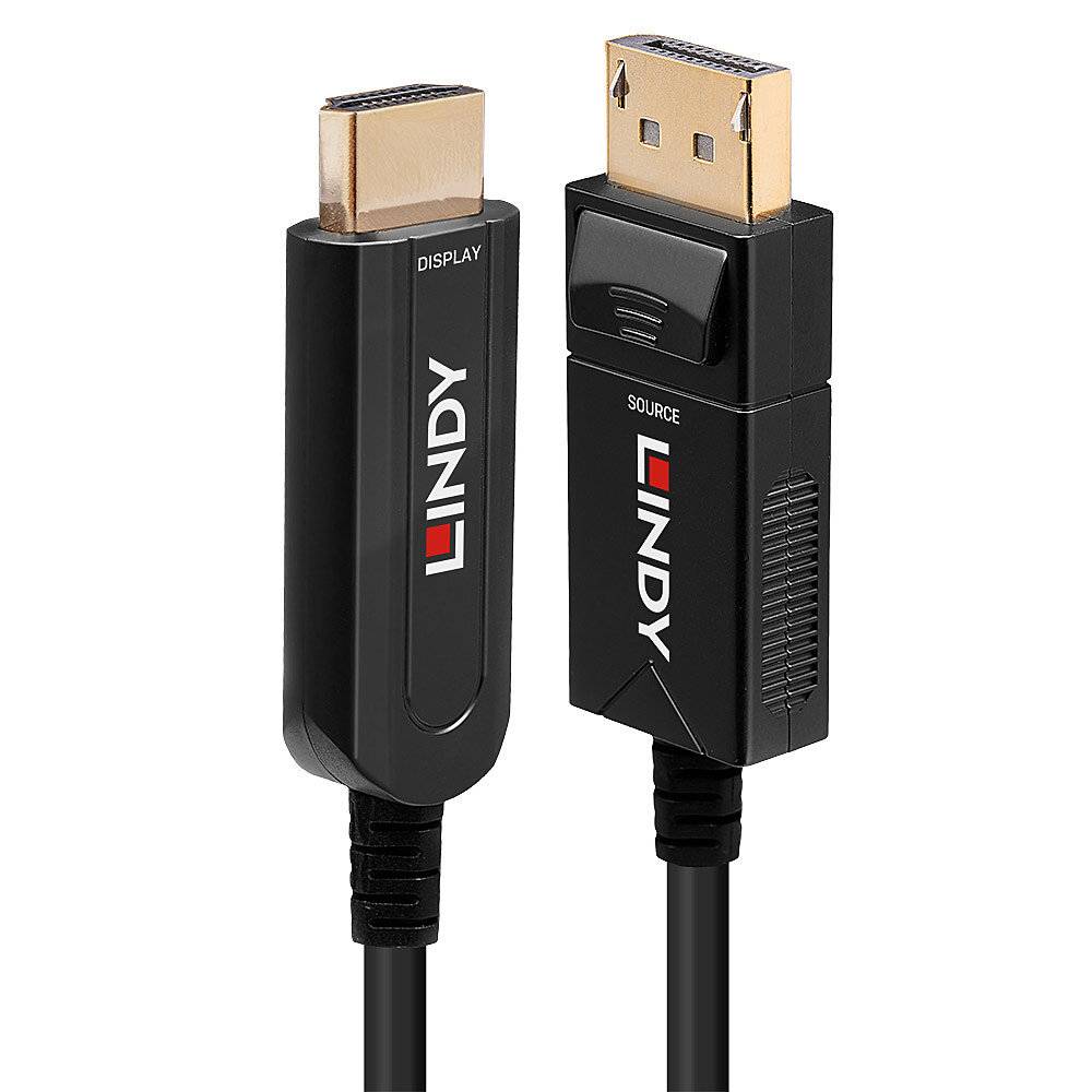 Câble adaptateur LINDY DisplayPort / HDMI / fibre optique Fiche mâle DisplayPort, Fiche mâle HDMI-A 10.00 m noir 38490 4-2