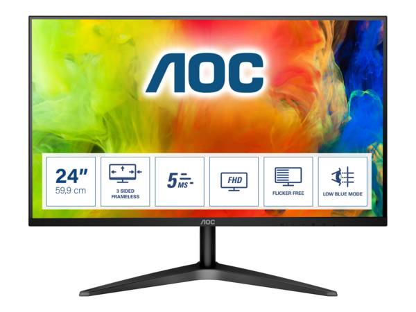 AOC B1 24B1H, 59,9 cm (23.6"), 1920 x 1080 pixels, Full HD, LED, 5 ms, Noir