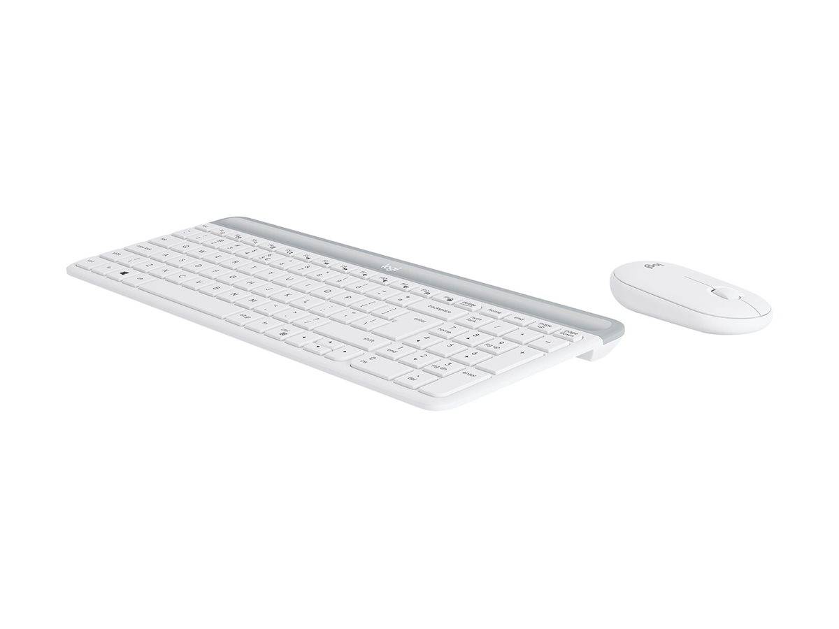 Logitech 920-009191, Taille réelle (100 %), Sans fil, RF sans fil, AZERTY, Blanc, Souris incluse-0