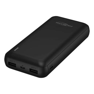 Powerbank (batterie supplémentaire) Ansmann  20000 mAh Smart IC LiPo Micro USB, USB-C®, USB noir Affichage du statut