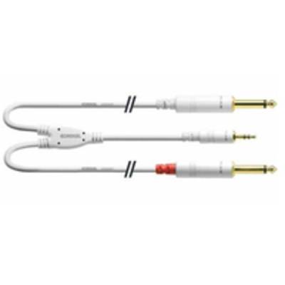 Câble adaptateur audio [1x Jack mâle 3.5 mm - 2x Jack mâle 6.35 mm] Cordial CFY 3 WPP-LONG-SNOW blanc 3.00 m