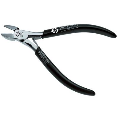 Pince à poignées noires, adaptée pour couper précisément des fils de doux à durs, marquée sur la pince.