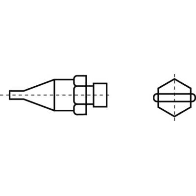 Dessin technique d'un hexagone fileté avec vue latérale schématique.