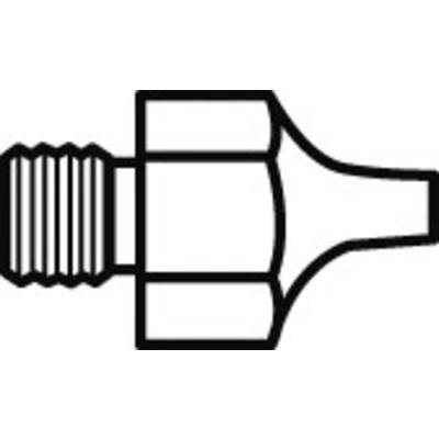 Symbole d'un raccord fileté avec un filetage sur le côté gauche et une sortie conique à droite. Représentation typique dans les dessins techniques.