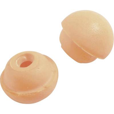 Deux capuchons en caoutchouc orange, dont un avec un trou, qui sont probablement utilisés comme embouts ou capuchons de protection.