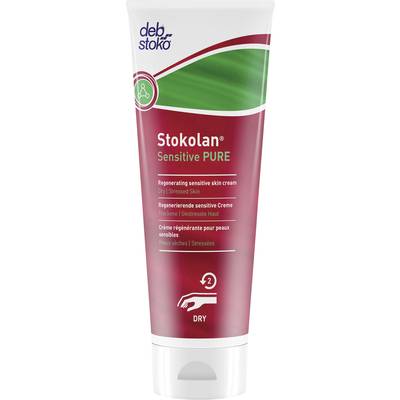 Crème de régénération pour peaux sensibles en tube rouge avec couvercle blanc. Nom de la marque en haut à gauche, description de la crème en anglais, allemand et français.