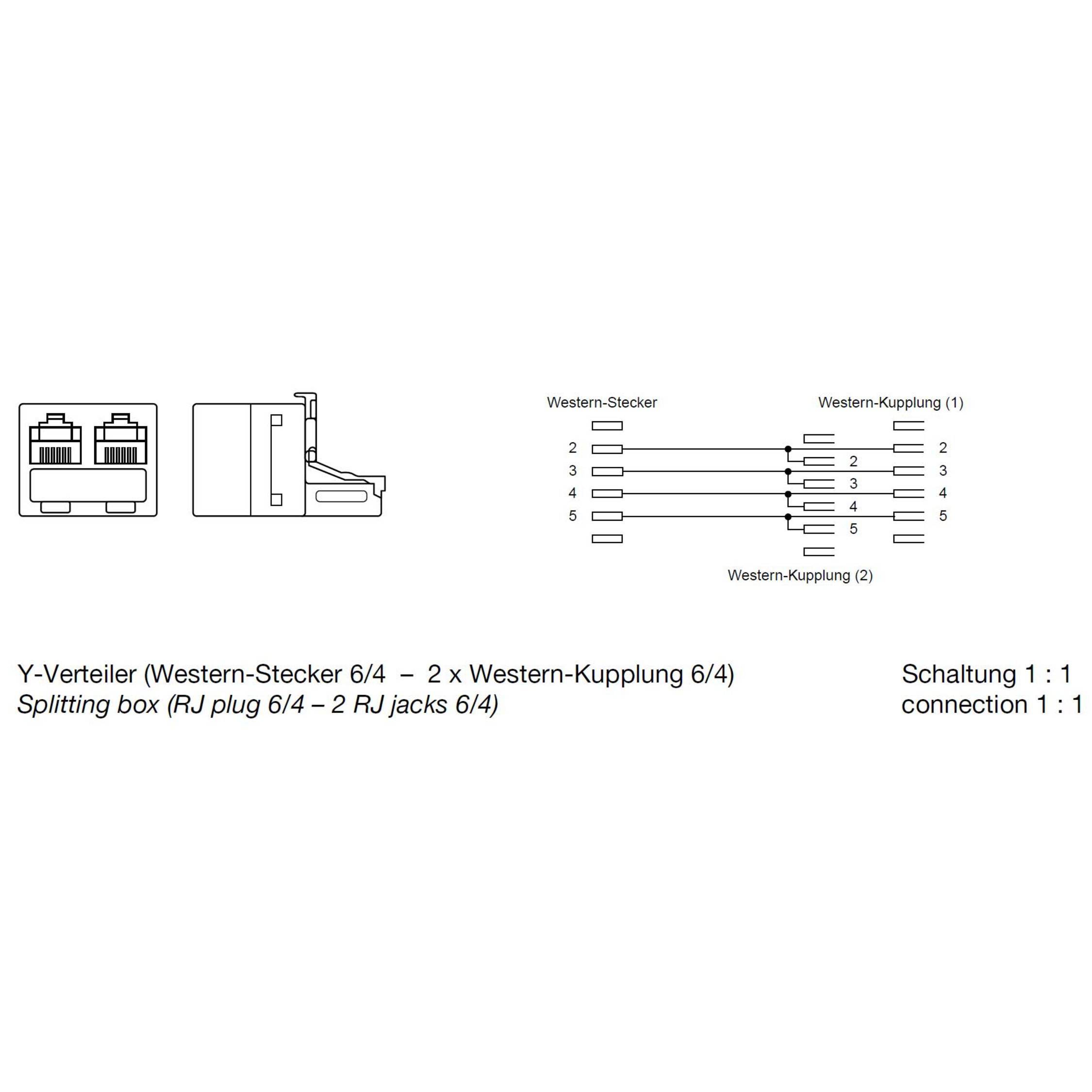 Shiverpeaks téléphone (analogique) Adaptateur [1x RJ11 mâle 6P4C - 2x RJ11 femelle 6P4C] noir-1