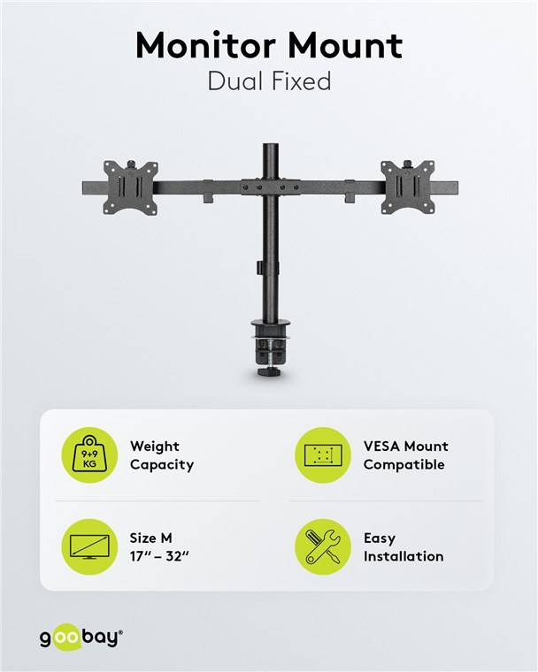 Support de moniteur double Goobay Fix - support de moniteur pour 2 moniteurs entre 17 et 32 pouces (43-81 cm) jusqu'à...-1