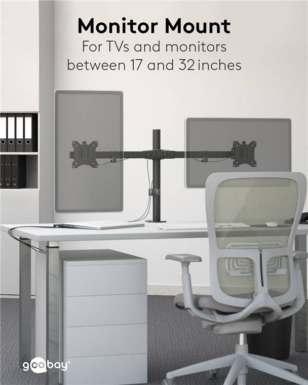 Support de moniteur double Goobay Fix - support de moniteur pour 2 moniteurs entre 17 et 32 pouces (43-81 cm) jusqu'à...-3