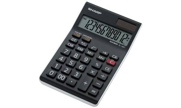 Sharp EL-124 TWH Calculatrice de bureau noir Ecran: 12 solaire, à pile(s) (l x H x P) 97 x 25 x 155 mm-4