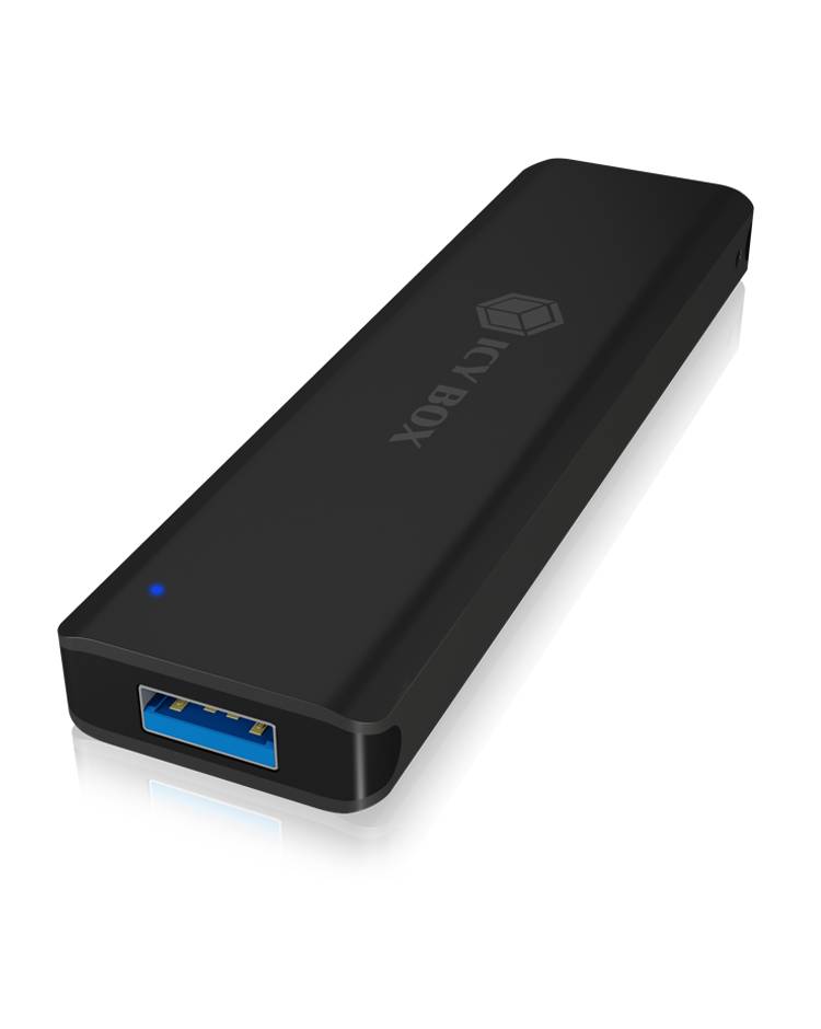 ICY BOX IB-1818-U31, Ext. M.2 SATA SSD Geh., B-Key Sockel, ein- u. ausfahrb. USB Typ-A Boîtier pour disques durs M.2 USB-3