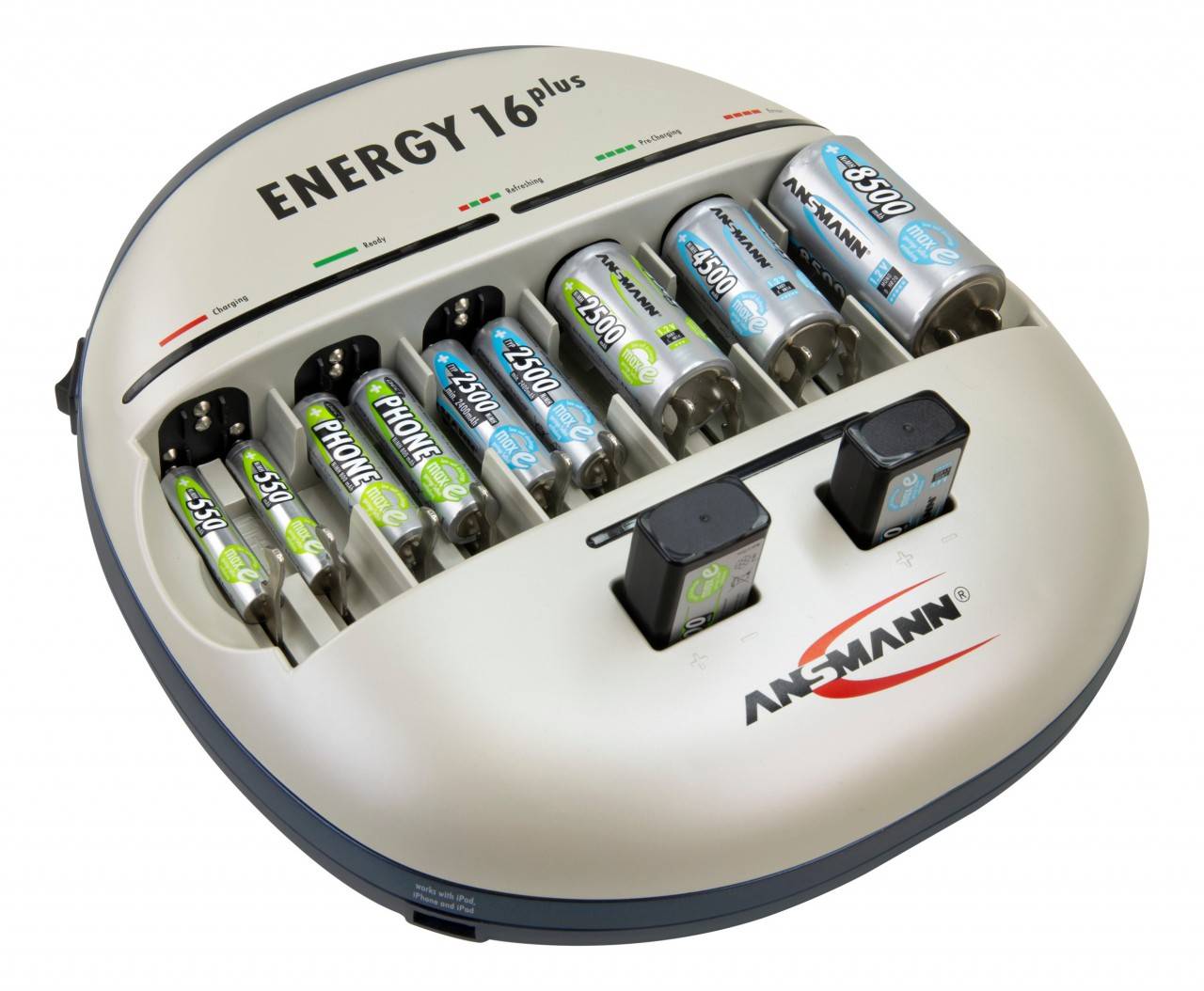 Station de charge et de maintenance Ansmann Energy 16 plus pour 1 à 12 micro-piles AAA, Mignon AA-0