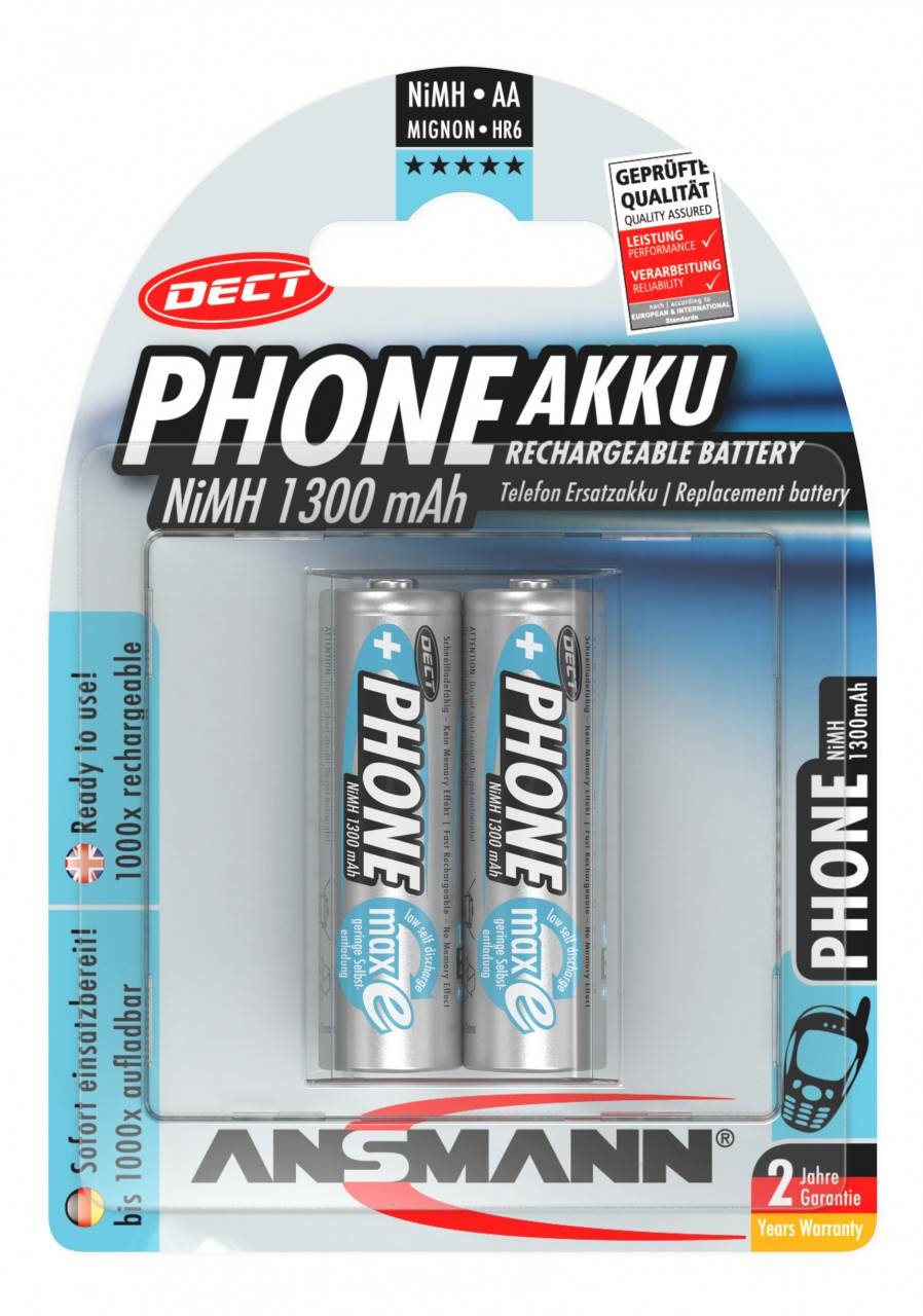 Batterie Ansmann NiMH Mignon 1300mAh DECT double blister-0