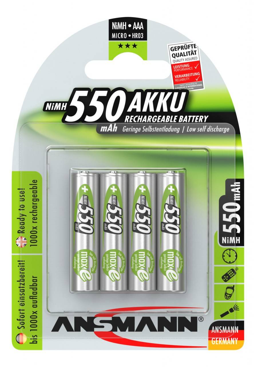 Batterie rechargeable Ansmann NiMH Micro 550mAh, blister de 4-0