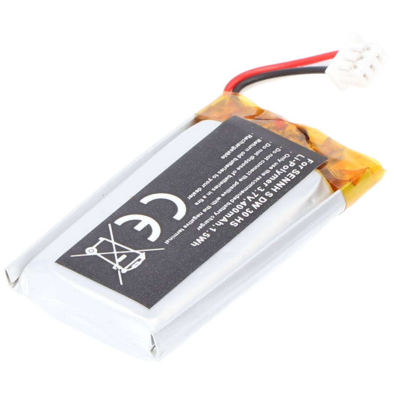 Batterie adaptée pour Sennheiser SDW 30 HS, Li-Polymer, 3.7V, 400mAh, 1.5Wh, intégrée, sans outil-1