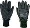 Deux gants noirs en matériau synthétique avec des informations techniques imprimées, adaptés aux conditions froides.