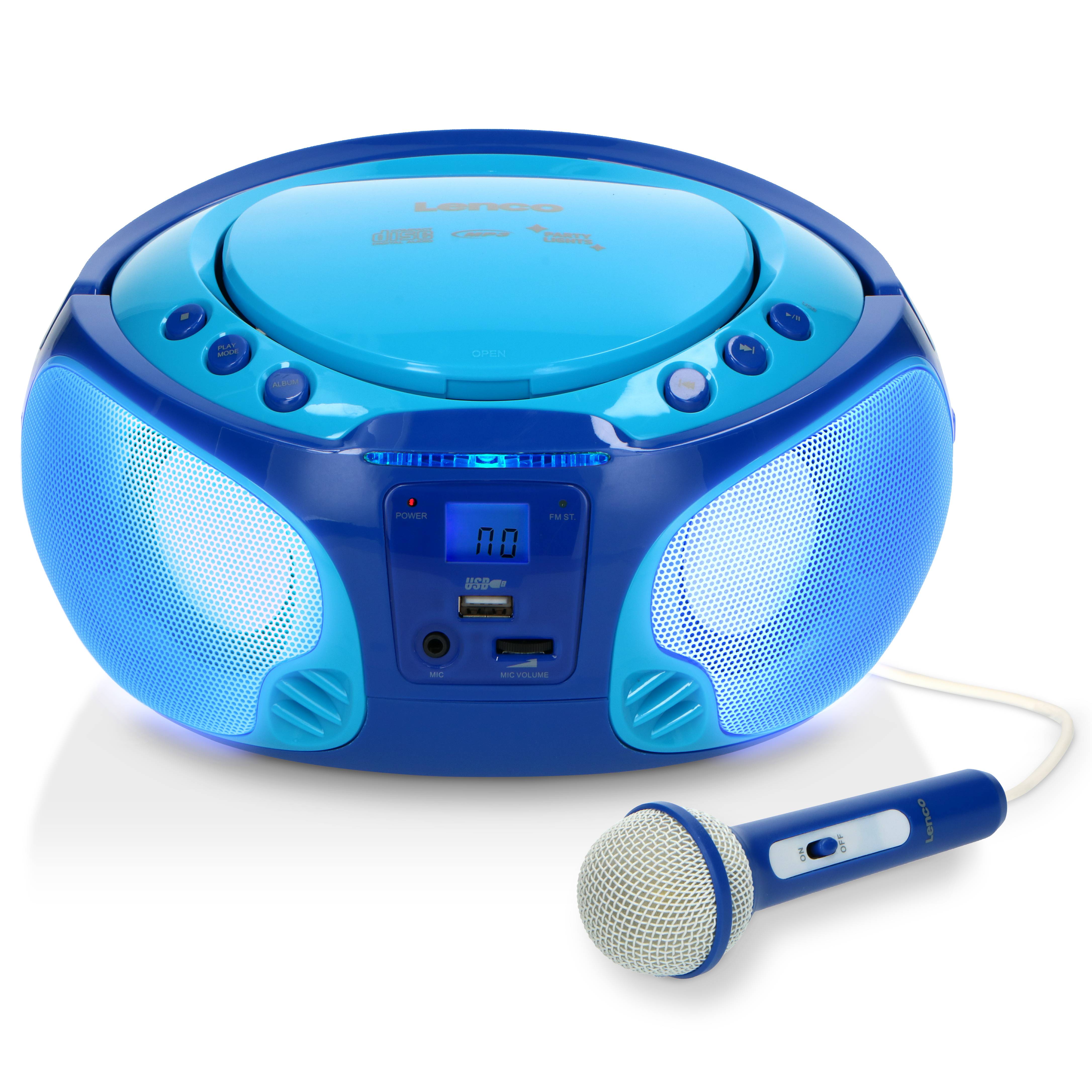 Radio FM Portable avec Lecteur CD / MP3 / USB, Micro et Effets Lumineux-0