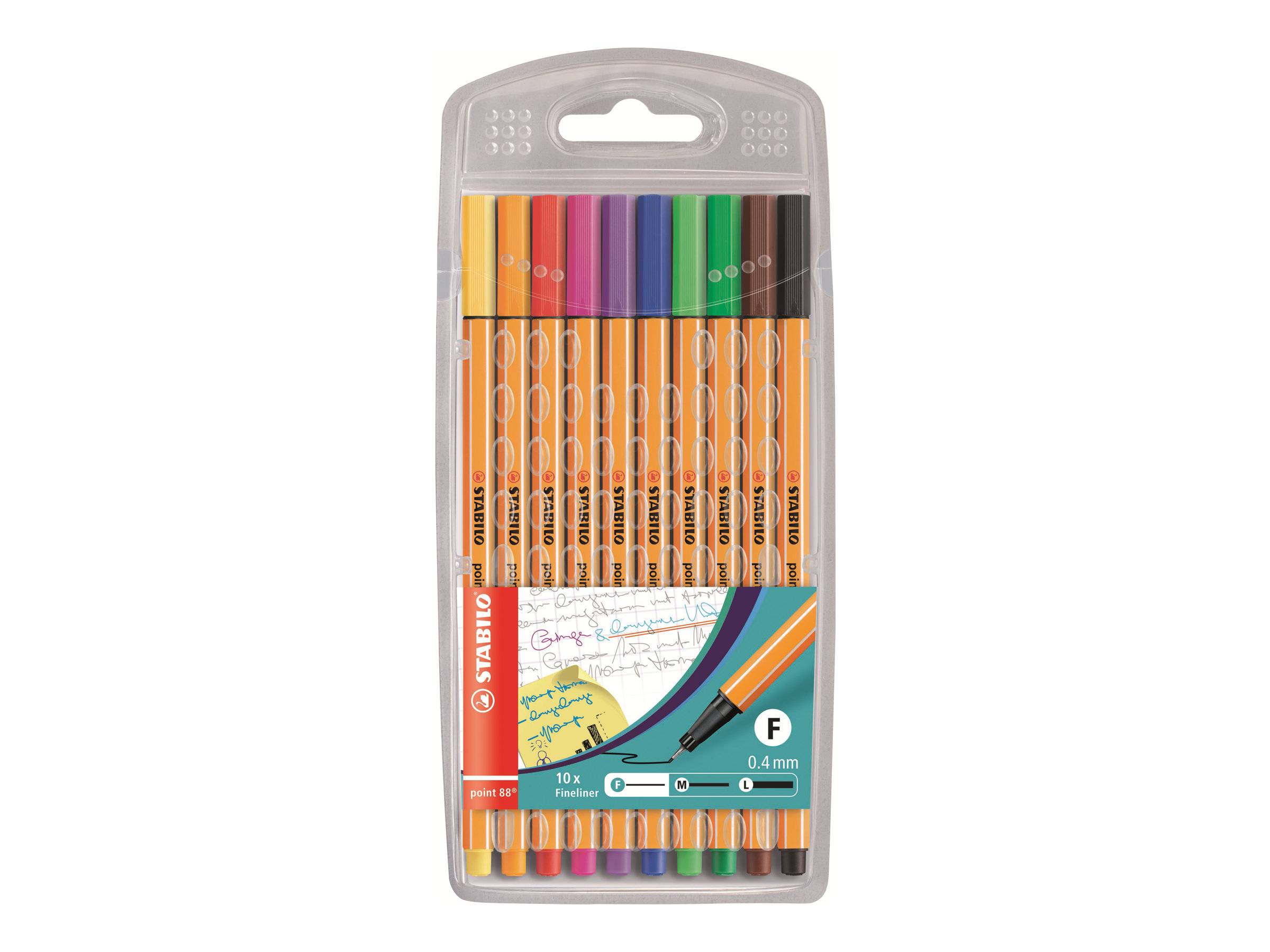 Stylo feutre Stabilo point 88. Pochette de 10 couleurs assorties.-0