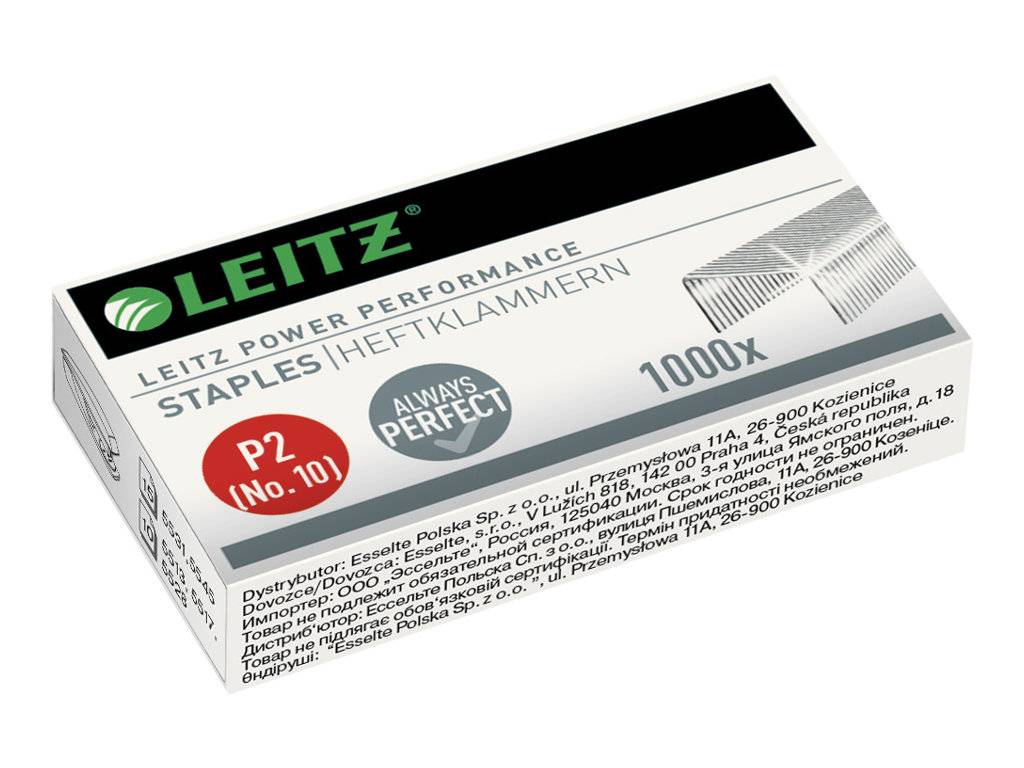 Agrafe Leitz P2 Power Performance n°10 galvanisée - Boîte de 1000-1